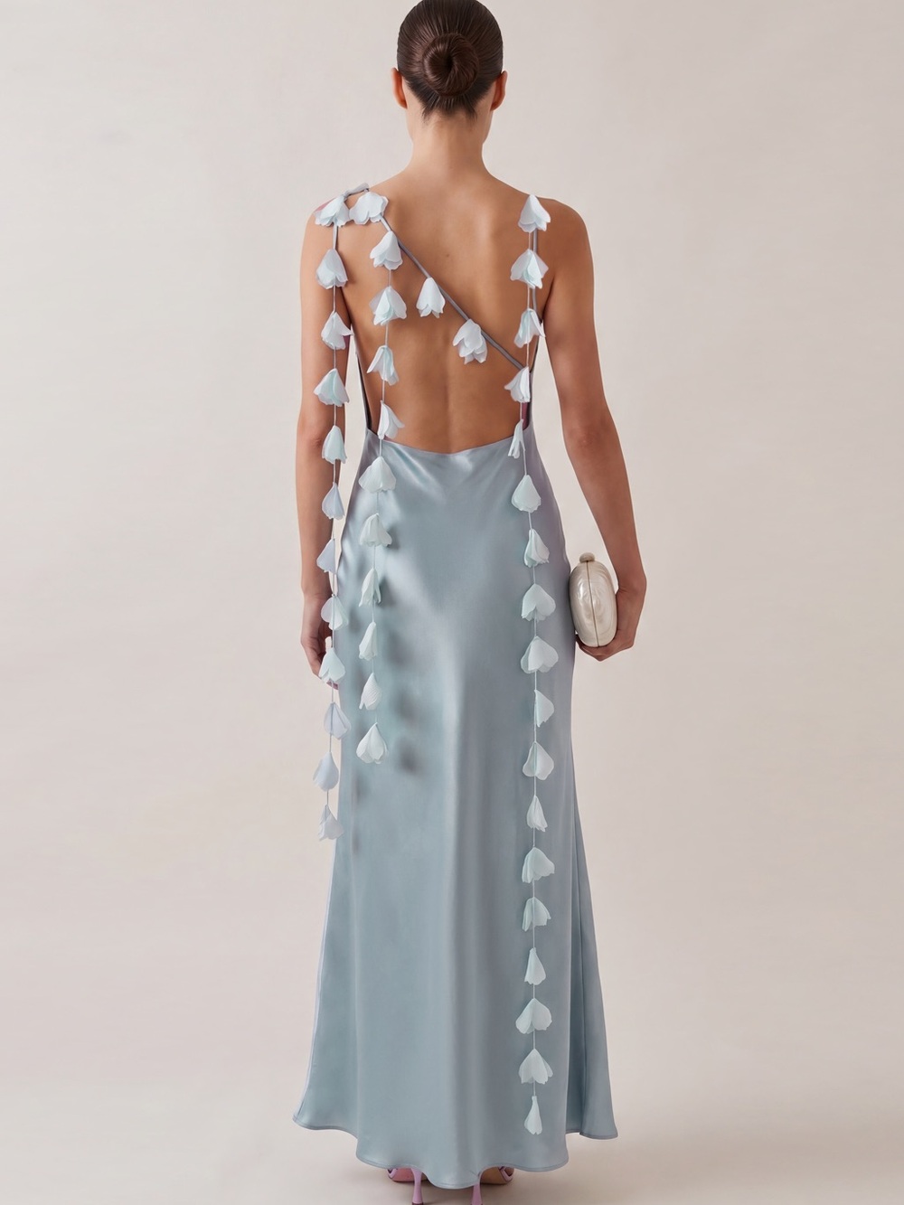 o.p.t Size XL Blue Silk Blend Ingrid Maxi Gown Dress